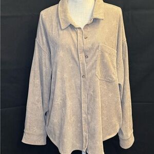 Star Corduroy Button-Up Shirt Jacket